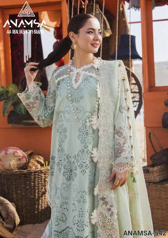 Anamsa 542 Jam Cotton Embroidery Pakistani Suit Wholesale Shop In Surat